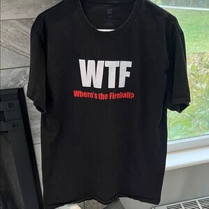 Black Graphic Tee with Red Text